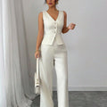 Ensemble Pantalon Col V Sans Manches
