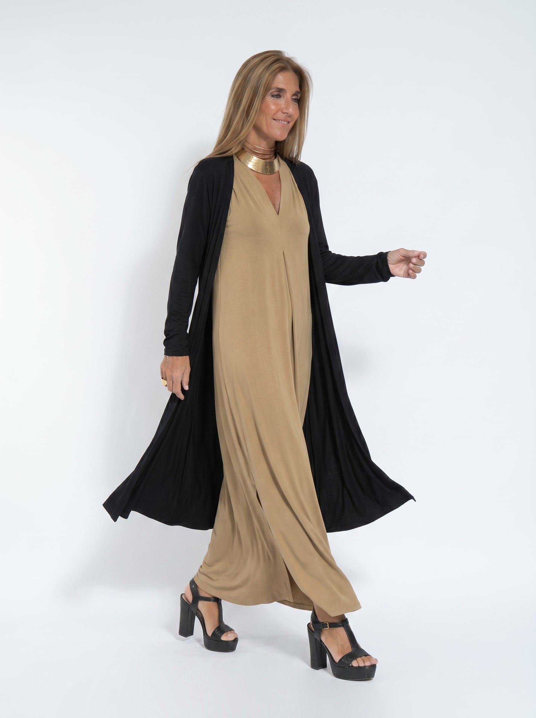 Ensemble Robe Longue Fluide Cardigan Assorti