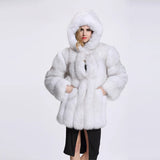 Manteau capuche fausse fourrure