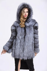 Manteau capuche fausse fourrure