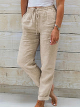 Pantalon Lin Taille Haute Confort