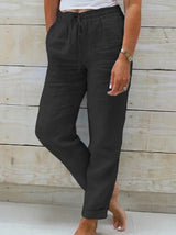 Pantalon Lin Taille Haute Confort