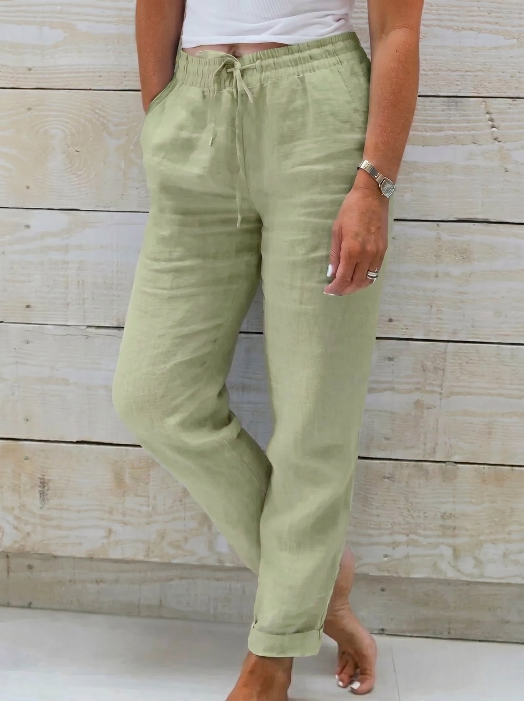 Pantalon Lin Taille Haute Confort