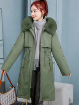 Parka longue capuche col fourrure amovible