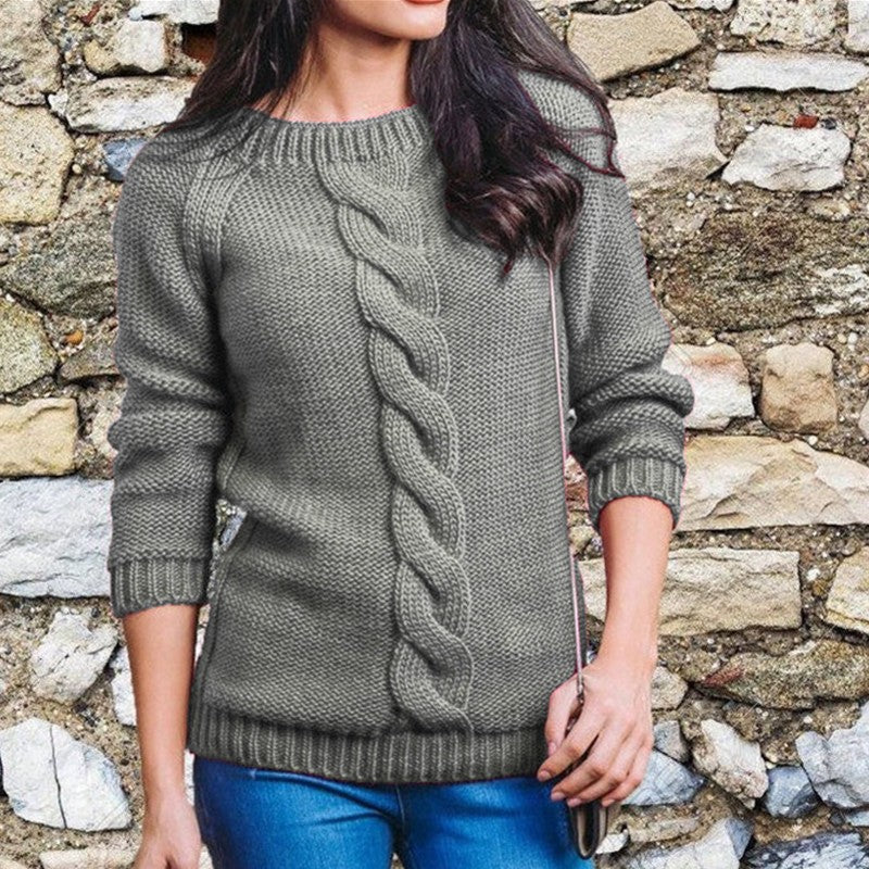Pull Tressé Élégant à Manches Longues