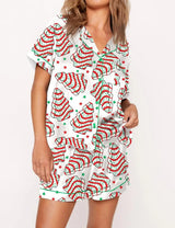 Pyjama Satin Imprimé Noël Confort Luxe
