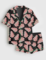 Pyjama Satin Imprimé Noël Confort Luxe