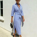 Robe Chemise Longue Rayée Confort