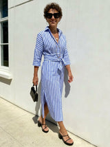Robe Chemise Longue Rayée Confort