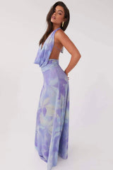 Robe Longue Dos Nu Imprimé Aquarelle