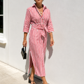 Robe Chemise Longue Rayée Ceinturée