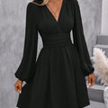 Robe portefeuille col V manches lanternes