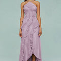 Robe longue plissée volants cascade