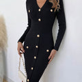 Robe maille boutonnée col V