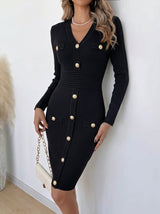 Robe maille boutonnée col V