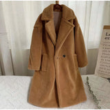 Manteau teddy long oversize col revers