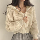 Cardigan court zippé à capuche