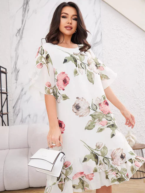 Robe Droite Mousseline Fleurie