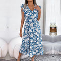 Robe mi‑longue col V imprimé floral