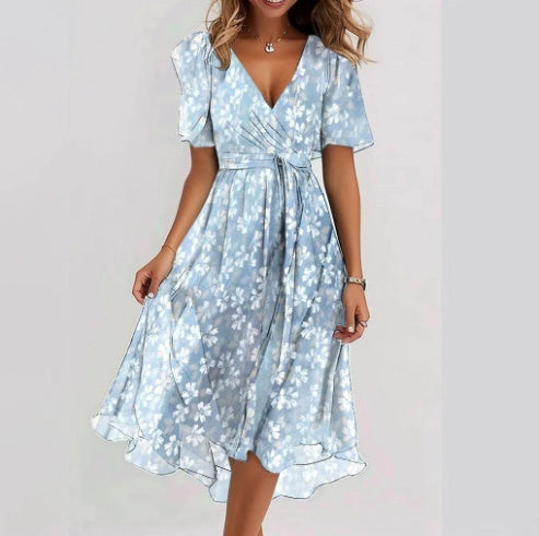 Robe Midi Portefeuille Fleurie