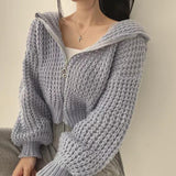 Cardigan court zippé à capuche