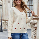 Pull Doux à Motif Cœur Brodé