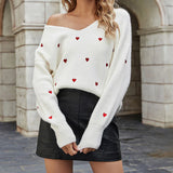 Pull Doux à Motif Cœur Brodé