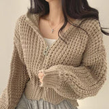 Cardigan court zippé à capuche