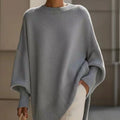 Pull-over ample à col rond et à manches longues pour femme, en maille épaisse, facile à assortir.