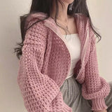 Cardigan court zippé à capuche