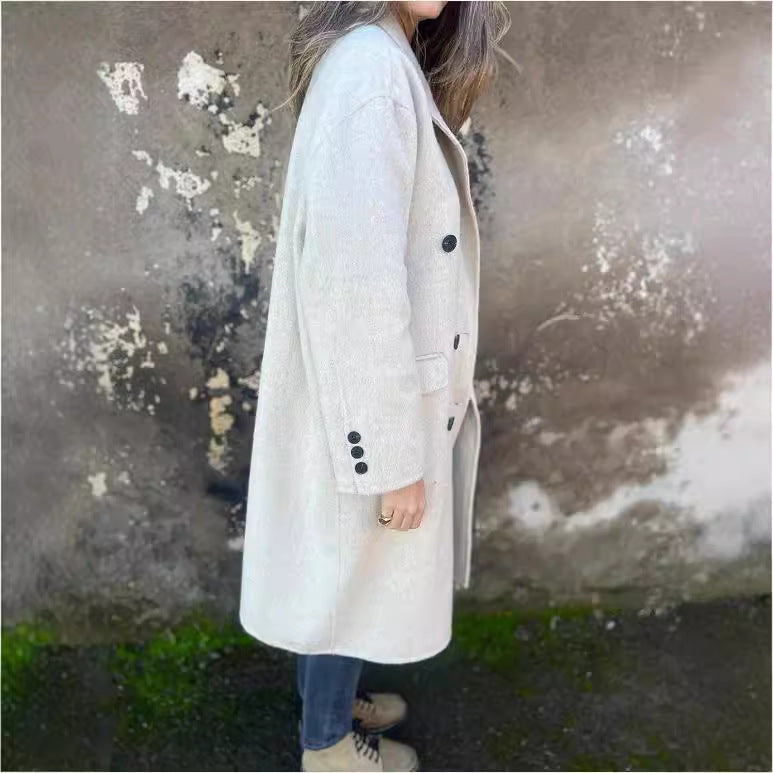 Milina - Manteau Long Élégant à Double Boutonnage