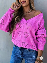 Pull tricoté ajouré à col en V