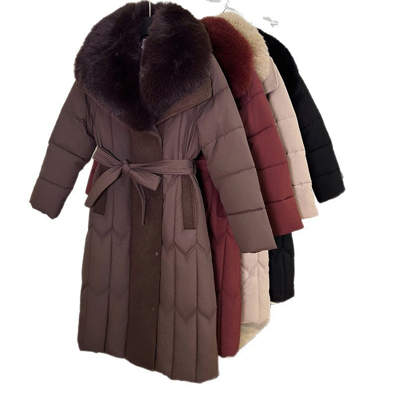 Manteau Long à Col en Fausse Fourrure