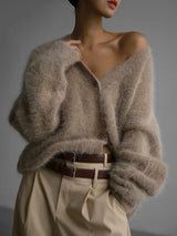 Cardigan Duveteux Col V