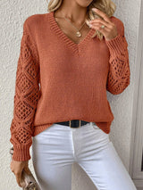 Pull ajouré en maille douce – col V ample